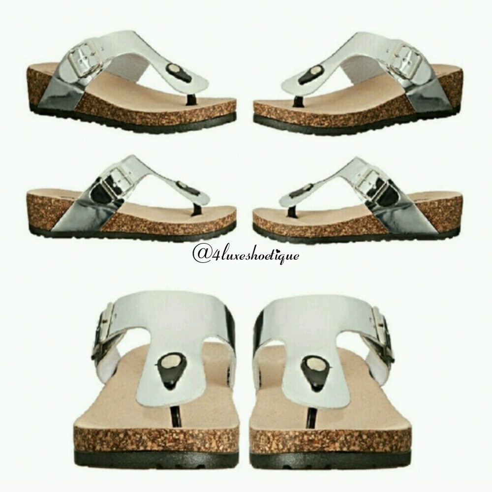 NEW SANDALS Thong Sandals Reflective Silver